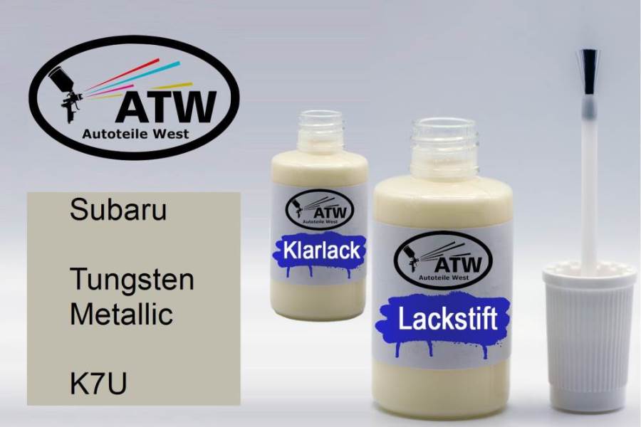 Subaru, Tungsten Metallic, K7U: 20ml Lackstift + 20ml Klarlack - Set, von ATW Autoteile West.